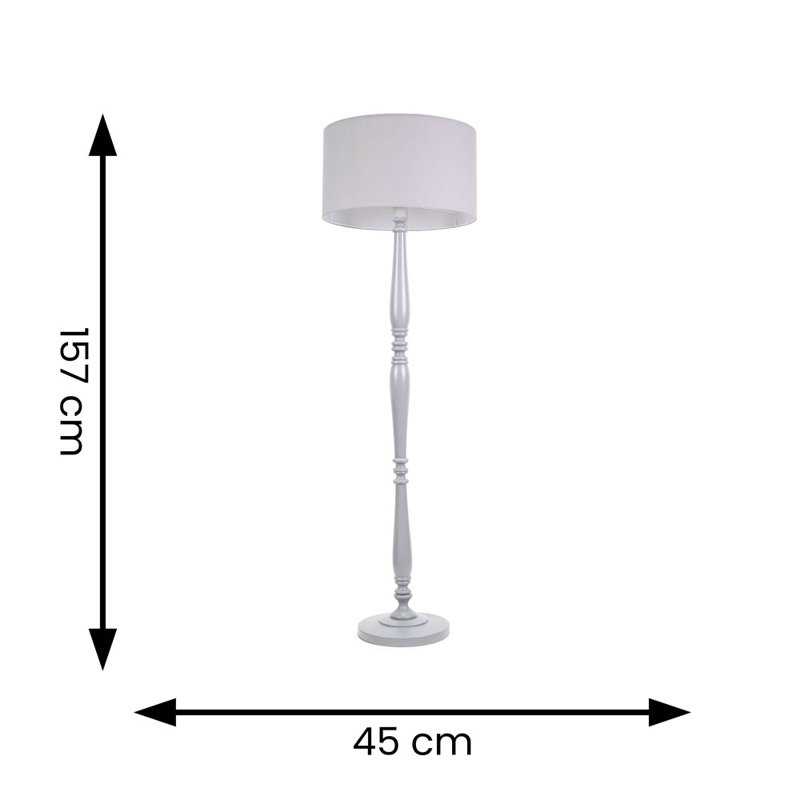 Arialdo 157cm Traditional Floor Lamp, Grey, Matte Grey