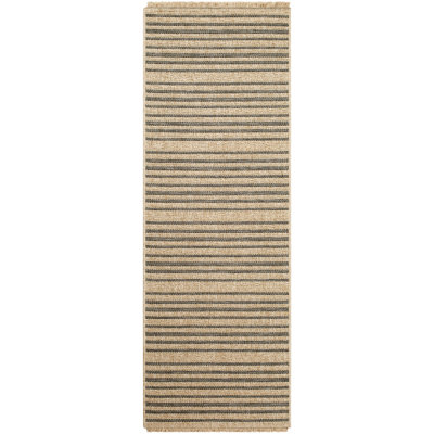 Tarri Boho Jute-Look Striped Brown Area Rug