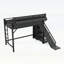Lit mezzanine simple TG avec glissoire, tablettes de rangement, garde-robe intégrée, ports USB, lumières DEL et panneau perforé, sécurité et solidité, noir-759793008-759793015