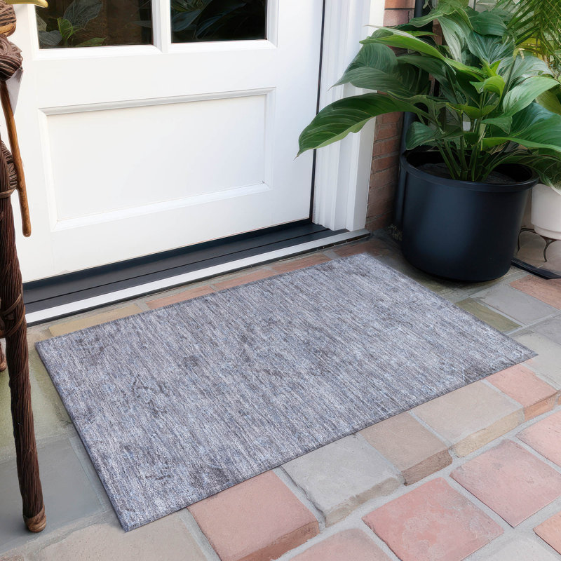 Machine Washable Indoor/Outdoor Segin ACN1111 Blue, Rectangle 1'8" x 2'6"
