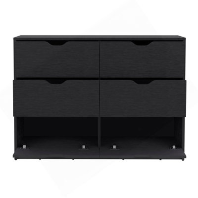 Commode H 30 po, commode avec 2 armoires inférieures, commode, noir