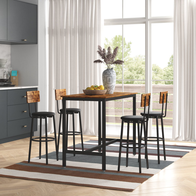 Poteat 4 - Person Dining Set, 34.65"H x 23.62"W x 47.24"L, Light Gray, 5