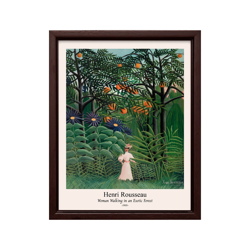 Henri Rousseau - Femme qui marche, 11"H x 14"W, Canvas, Brown Framed