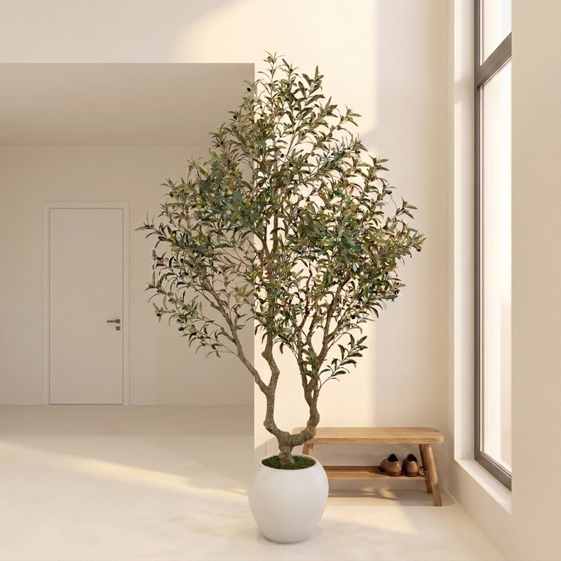 Arbre d'olivier artificiel multi-branches 7 pi, H 84 po x l 40 po x P 40 po