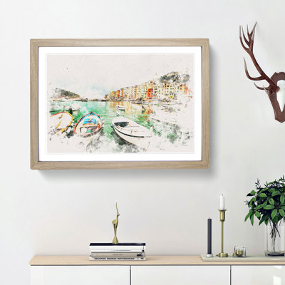 Docked Boats In Portovenere Italy - Picture Frame Painting