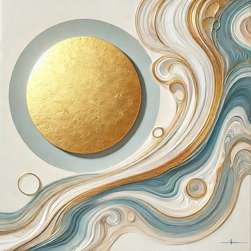 «Celestial Gold Harmony», impression sur toile abstraite soleil doré, H 12 po x l 12 po x P 1 po