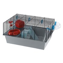 Ferplast Large Hamster Cage, Mouse Cage MULTIPLA Hamster, in Metal Mesh and  Recycled Plastic, with Accessories, Modular, Black,Small