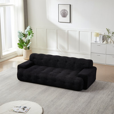 [Video]87.4-Inch Cloud Series Minimalist Button-Tufted Square Arm Three-Seater Sofa