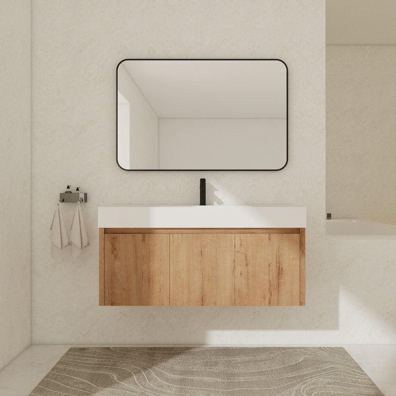 Ensemble de meuble-lavabo mural simple 47 po Tymiesha