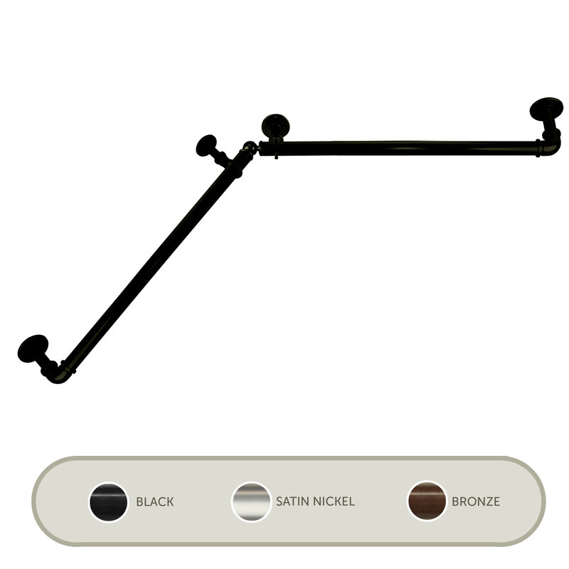 Tringle de rideau d'angle simple réglable 1 "Kailua, 28" - 48", Noir