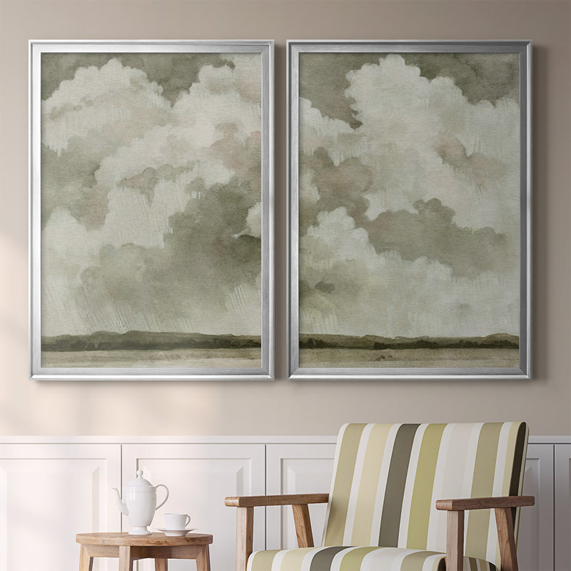 «Big Dark Sky I», ensemble de reproductions d'aquarelles conçues par J Paul, Argent, H 30,5 po x l 45 po x P 1,25 po