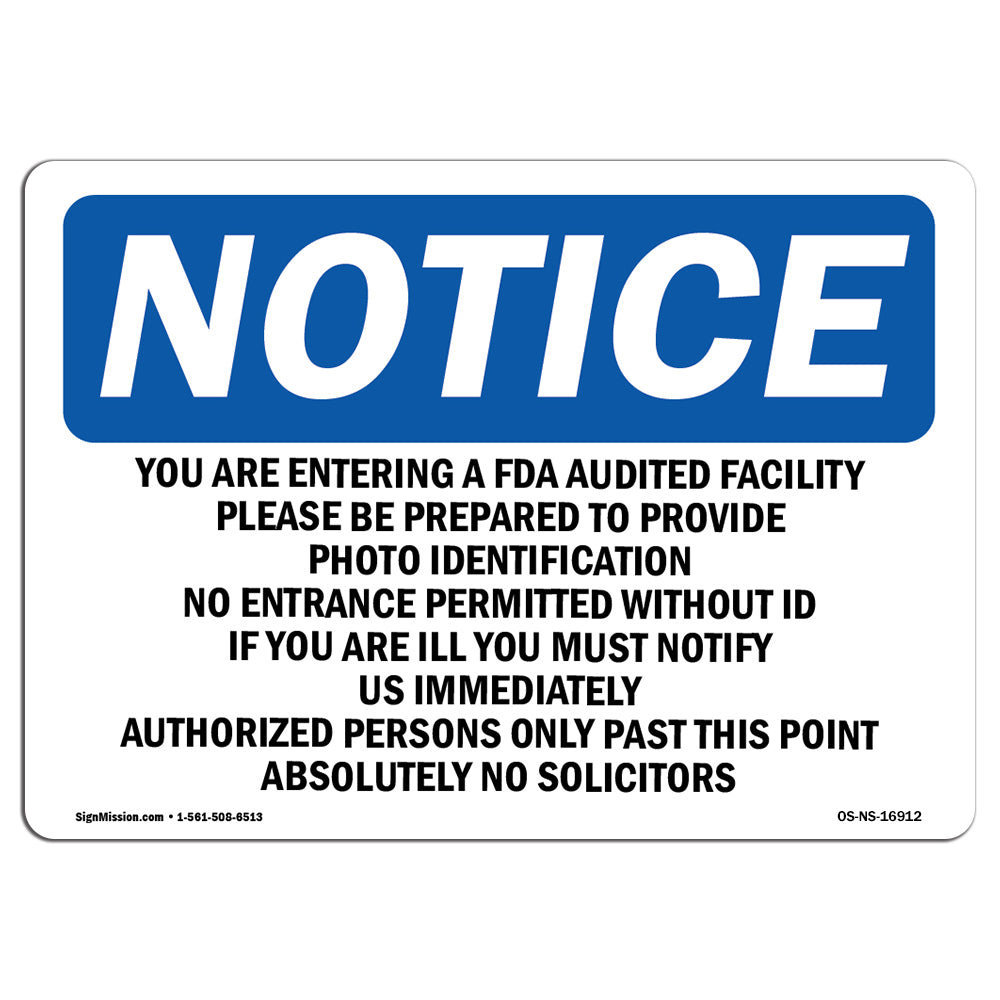 SignMission You Are Entering an FDA Audited Facility Sign | Wayfair