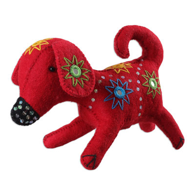 The Holiday Aisle® Handmade Christmas Puppy Wool Felt Tree Topper