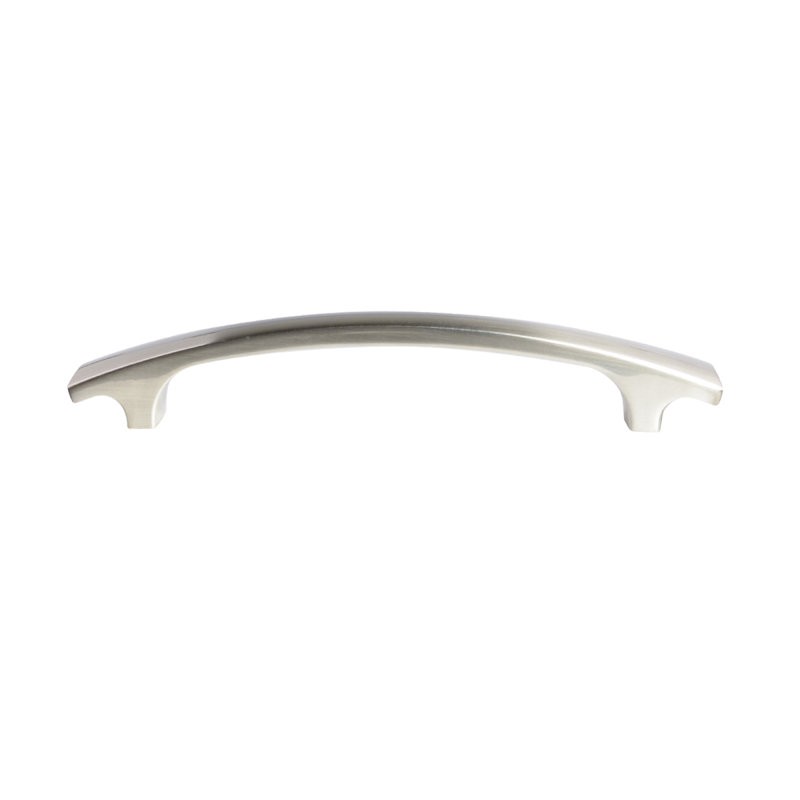 South Main Hardware Modern Curved Bar Cabinet Pull, 6.38" Length (5" Hole Center), Satin Nickel