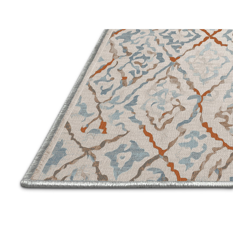 Machine Washable Beige Area Rug, Rectangle 8' x 12'