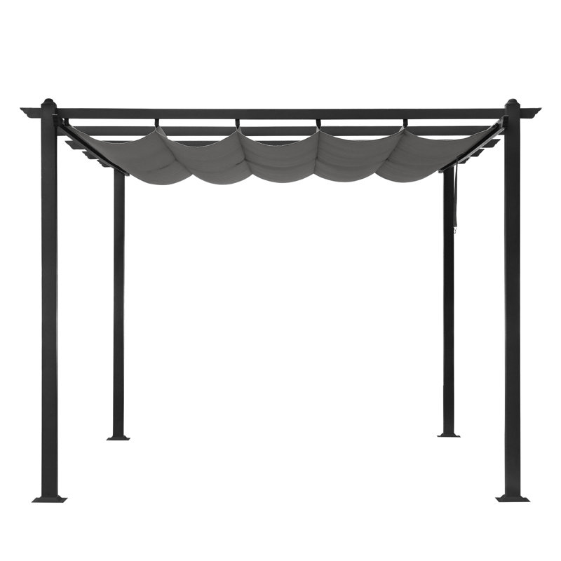 13 Ft. W x 10 Ft. D Metal Pergola with Canopy, Dark Gray