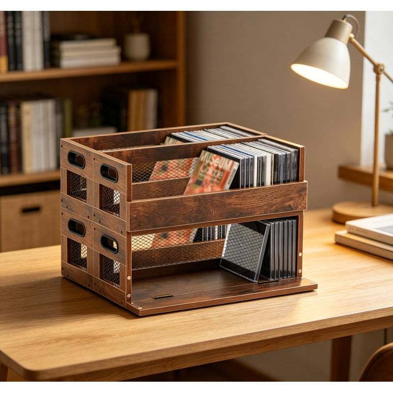 Ensemble de 3 présentoirs rétro en métal et bois, 3 Set