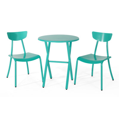 Teal Iron Taro Bistro - Create A Cozy Patio Dining Atmosphere In Ideal For Intimate Meals Backyard, Or Garden With 2 Chairs & 1 Table