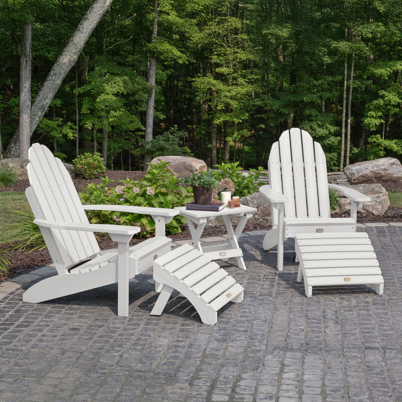 Chaise Adirondack en plastique avec repose-pieds Milaca, Blanc