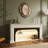 Beige + Black Solid Wood TV Cabinet Fireplace-117501190