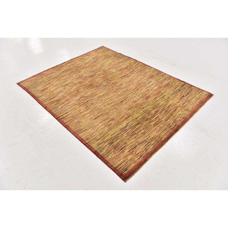 Tapis de zone en laine beige/rouge 5 pi x 6 pi 3 po one-of-kind noué la Nash
