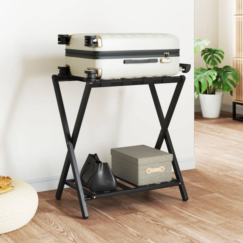 Elkan Luggage Rack 68x38x58 cm Bamboo, Black