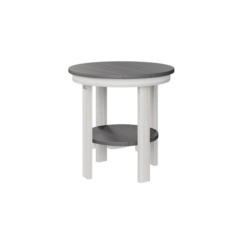 Outdoor Round Side Table, 21" H x 21.5" W x 21.5" D, Smoke Gray, Seashell