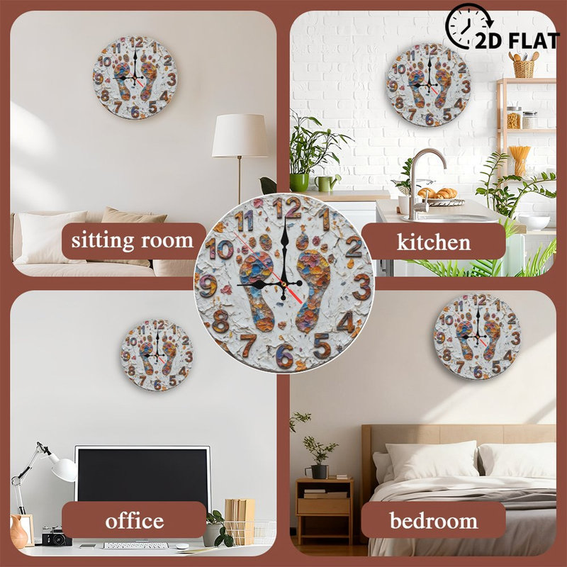 Horloge murale avec empreintes colorées