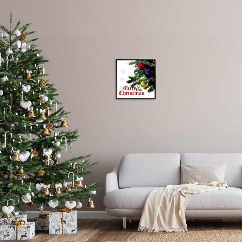 «Merry Christmas Snowflake» par Giclée, Giclée encadrée noir minuit, H 17 po x l 17 po x P 1,5 po