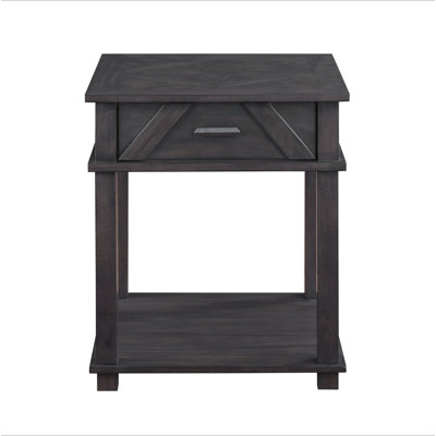 Traditional Rustic End Table with Storage Brown Finish Durable Wood Living Room Furniture 1pc Side Table
