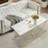 Nesting Coffee Table Set of 3, Faux Marble Top with Golden Frame