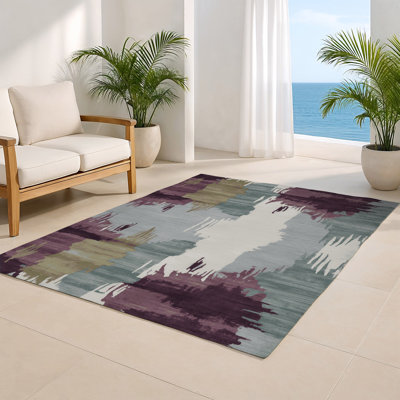 Tapis intérieur et extérieur gris Watercolor
