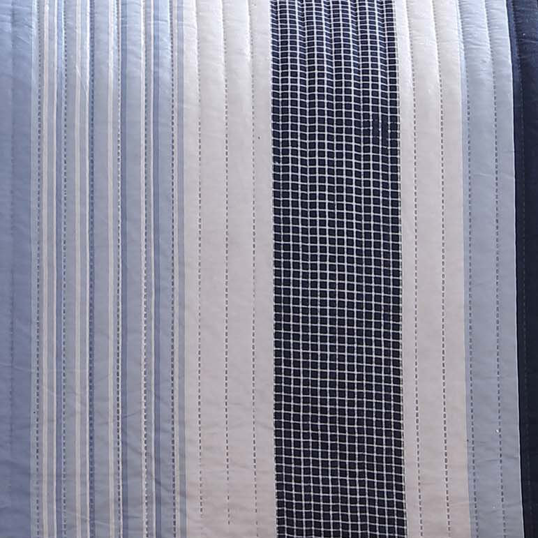 Nautical Blue and White Striped Twin Quilt Set with Decorative Pillow