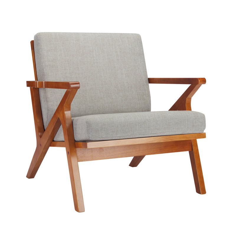 Jalaiya Fabric Accent Chair with Rubberwood Legs, Gray