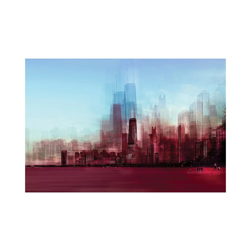 Red Chicago 1 Piece Wrapped Canvas Wall Art, 20.32 cm H x 30.48 cm W