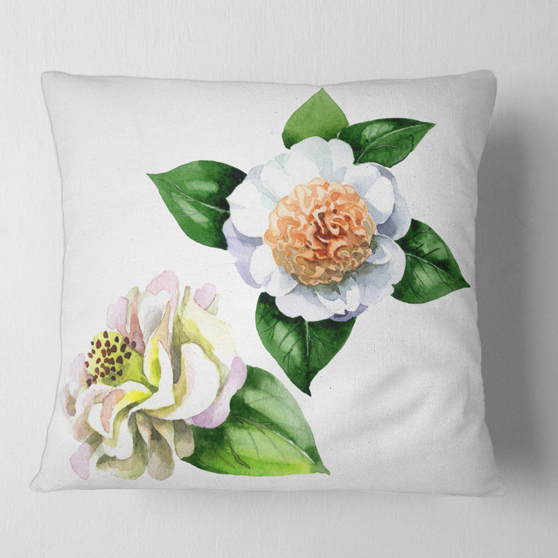 Housse et insert de coussin carré Camellia, 18" x 18"