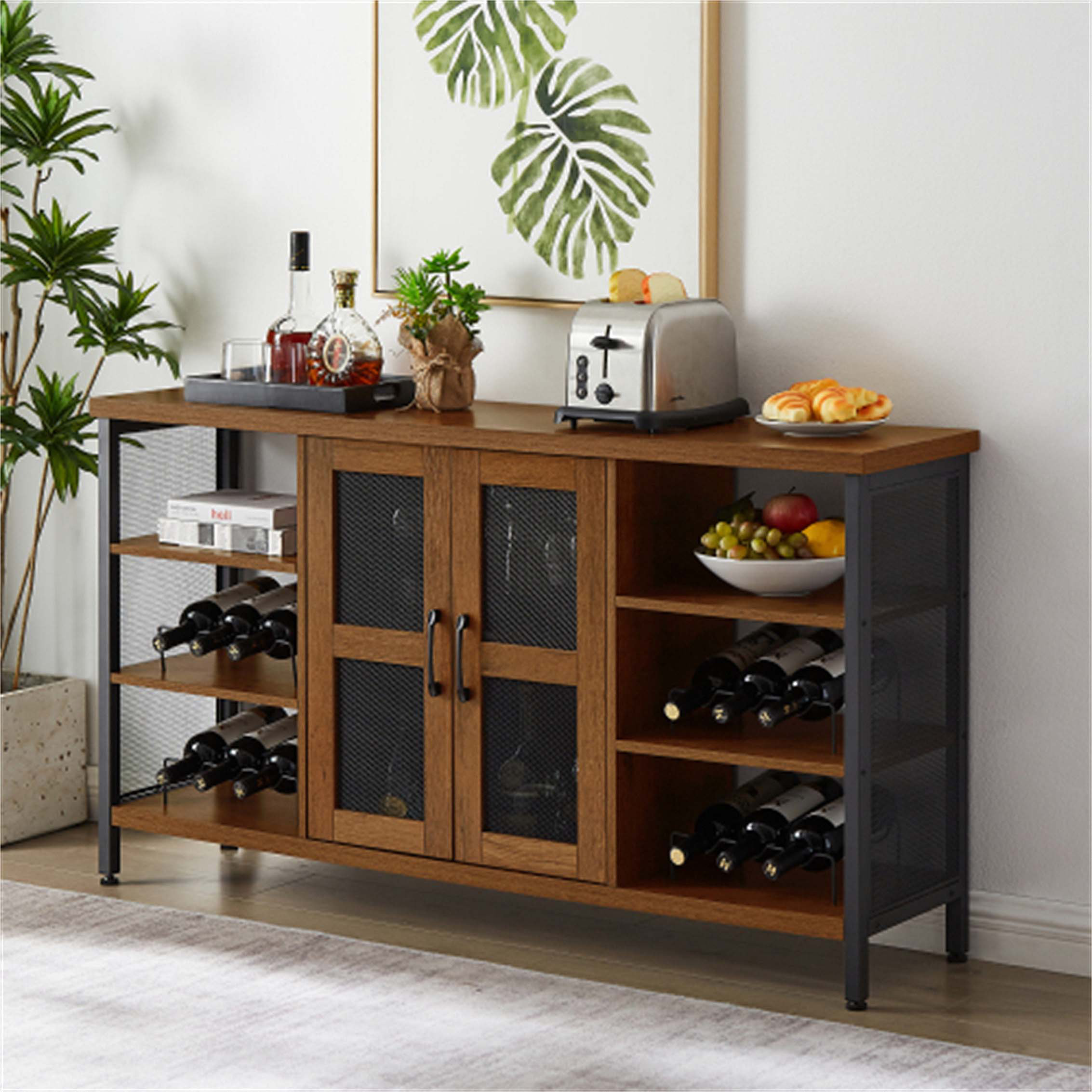 17 Stories Yamil Wine with Wine Racks and Stemware Holder,Wine