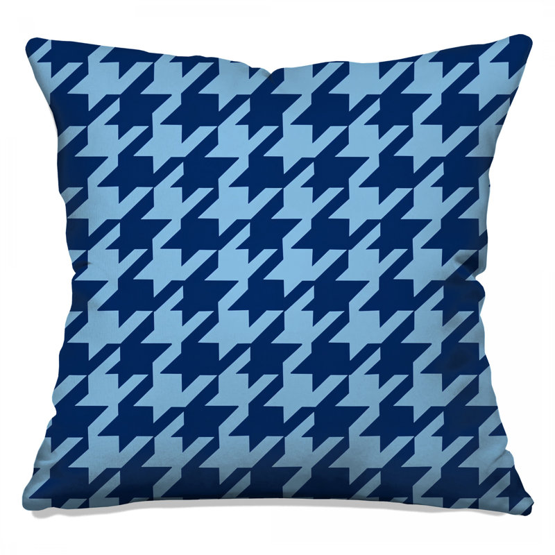 Blue Houndstooth Pattern Double Sided Throw Pillows, 18 x 18 inches
