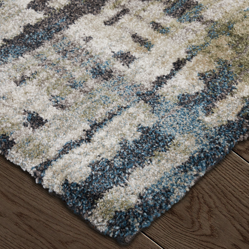 Templas Modern Abstract, Gray/Black/Ivory, Rectangle 6'7" x 9'6"