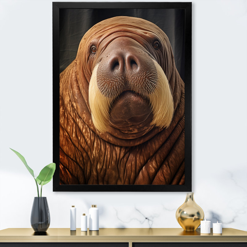 Art mural sur toile Walrus, Cadre simple noir, H 44 po x l 34 po x P 1,5 po