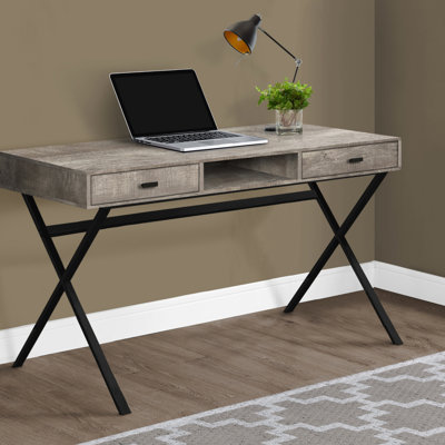 Bureau d'ordinateur, bureau personnel, ordinateur portable, tiroirs de rangement, L 48 po, travail, stratifié, métal noir, contemporain, moderne