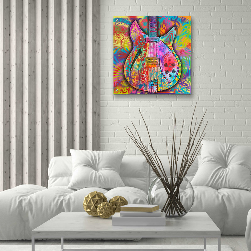 «Vintage 12 String» par Dean Russo, art mural en verre acrylique, H 24 po x l 24 po x P 0,2 po