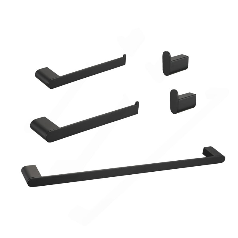 Ensemble de quincaillerie de salle de bain 5 pièces, Noir mat