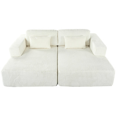 Corduroy Double Sofa Bed With 2 Pillows, Perfect For Living Rooms, Apartments, Offices