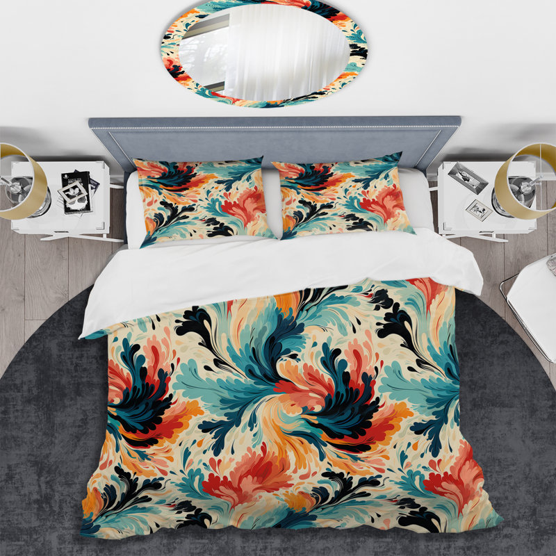 Ensemble de housse de couette Ikat Artistry Mosaic Radiance, Housse de couette pour très grand lit et 2 très