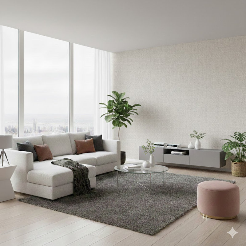 Utopia Collection Weave Effect Wallpaper Roll, Off-White