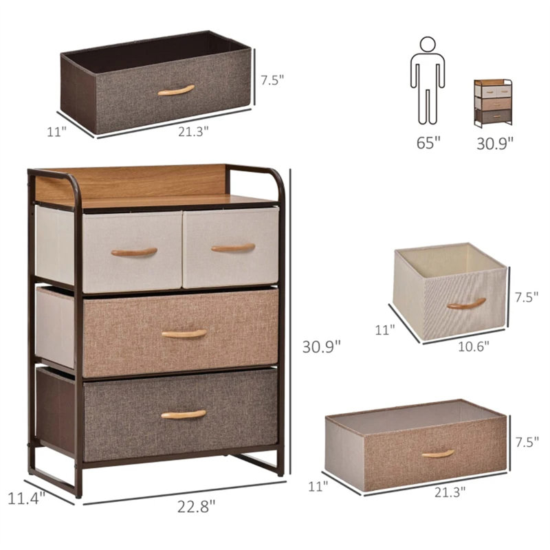 Freestanding Storage Dresser, Beige/Brown
