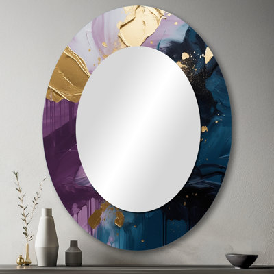 Miroir mural mauve et bleu sur fond de réalités mauves et bleues