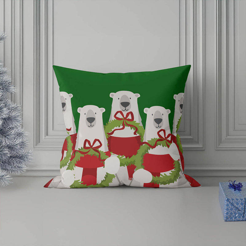 Coussin décoratif ours polaire, Vert