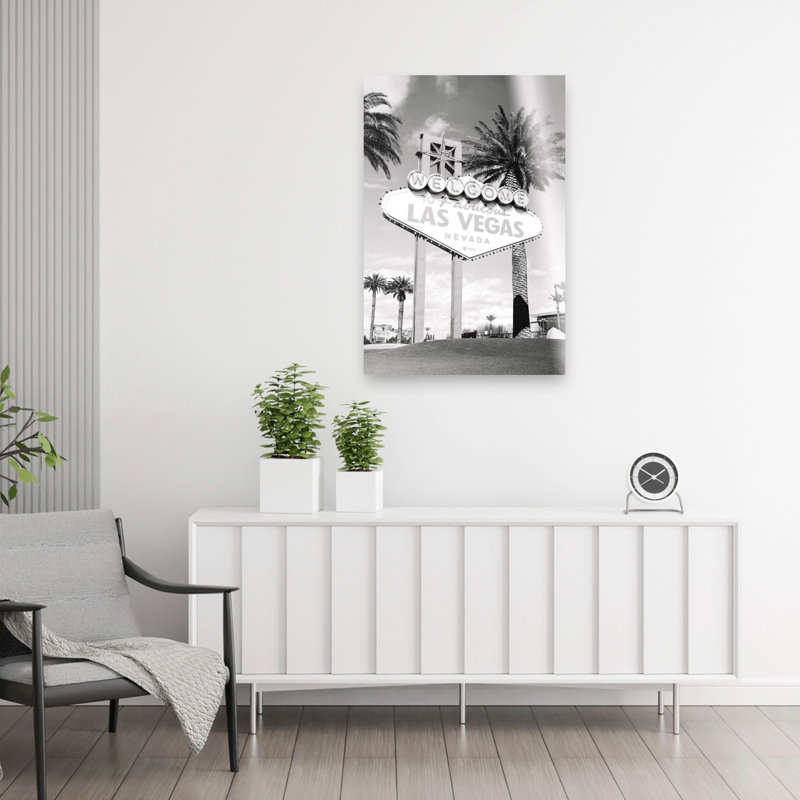 Fabulous Las Vegas Landmark Classic Retro Abstract Palm Tree Landscape Nature Wall Art Print 1 Piece Wrapped Canvas Wall Art